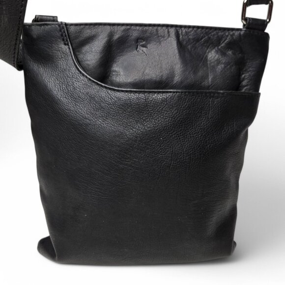 Ashwood Black Leather Crossbody Purse Soft Body Casual Everyday Silver Hardware - Picture 2 of 8